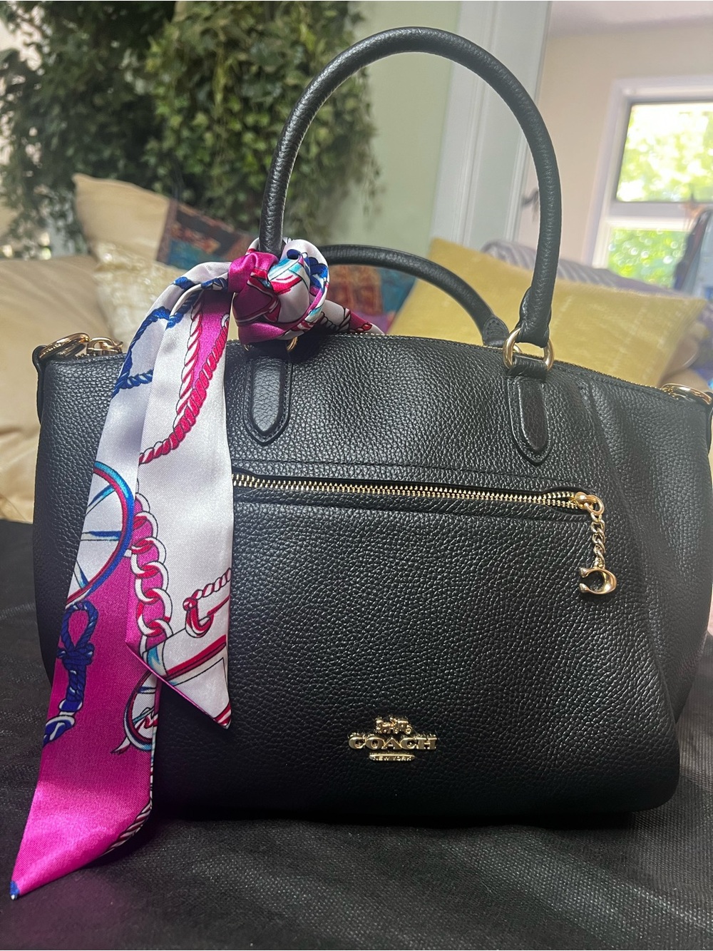 Coach Elise Black Pebbled Leather shoulder/crossbody Bag